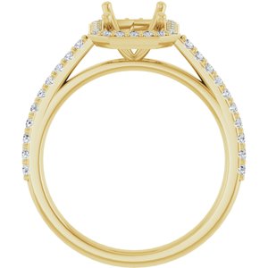 14K Yellow Gold 8x6 mm Emerald 1/4 CTW Lab-Grown Diamond Semi-Set Engagement Ring