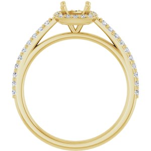 14K Yellow Gold 5x5 mm Cushion 1/2 CTW Natural Diamond Semi-Set Engagement Ring