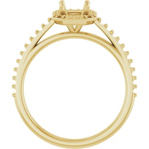 14K Yellow Gold 7x5 mm Halo-Style Engagement Ring Mounting