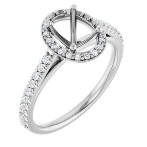 14K White Gold 8x6 mm Oval 1/4 CTW Natural Diamond Semi-Set Engagement Ring