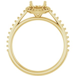 14K Yellow Gold 8x6 mm Halo-Style Engagement Ring Mounting
