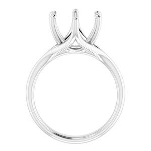 10K White Gold 12x10 mm Oval Engagement Ring Mounting
