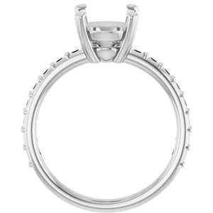14K White Gold 10x8 mm Oval Engagement Ring Mounting