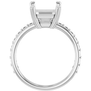 14K White Gold 11x9 mm Emerald Engagement Ring Mounting
