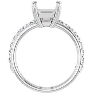 14K White Gold 10 x 8 mm Emerald 1/2 CTW Lab-Grown Diamond Semi-Set Engagement Ring