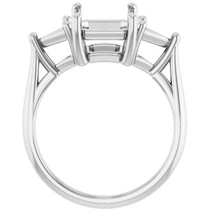 14K White Gold 10x8 mm Emerald Engagement Ring Mounting