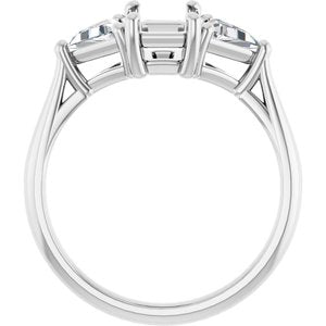 14K White Gold 7x5 mm Emerald 5/8 CTW Lab-Grown Diamond Semi-Set Engagement Ring