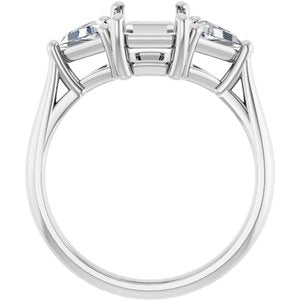 14K White Gold 8x6 mm Emerald 5/8 CTW Lab-Grown Diamond Semi-Set Engagement Ring