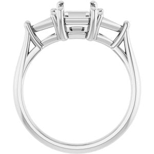 14K White Gold 8x6 mm Emerald Engagement Ring Mounting