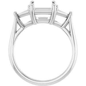 14K White Gold 6.5 mm Square Engagement Ring Mounting