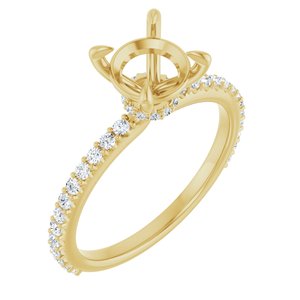 14K Yellow Gold 7.4 mm Round 1/4 CTW Natural Diamond Semi-Set Engagement Ring