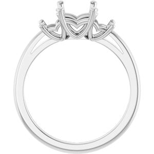 Platinum 8x6 mm Emerald Three-Stone Engagement Ring Mounting