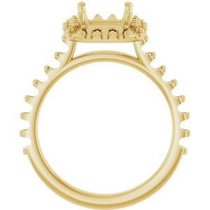 14K Yellow Gold 9x7 mm Emerald Engagement Ring Mounting