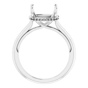 Platinum 10x10 mm Cushion Engagement Ring Mounting