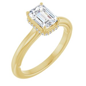 14K Yellow Gold 7x5 mm Emerald .05 CTW Natural Diamond Semi-Set Engagement Ring