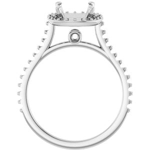 10K White Gold 7 mm Cushion Engagement Ring Mounting