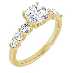 14K Yellow Gold 6.5 mm Round 1/2 CTW Lab-Grown Diamond Semi-Set Engagement Ring