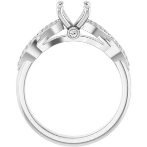 14K White Gold 8x6 mm Oval 1/8 CTW Natural Diamond Semi-Set Engagement Ring