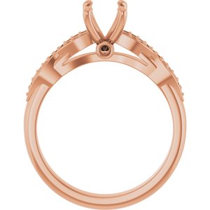 14K Rose Gold 7x5 mm Emerald Engagement Ring Mounting