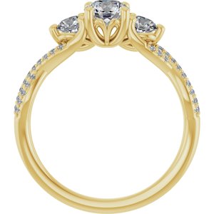 14K Yellow Gold 5.2 mm Round 3/8 CTW Natural Diamond Semi-Set Engagement Ring