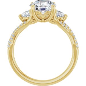 14K Yellow Gold 8 mm Round 3/8 CTW Lab-Grown Diamond Semi-Set Engagement Ring