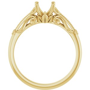 14K Yellow Gold 5.8 mm Round Sculptural-Inspired Solitaire Engagement Ring Mounting