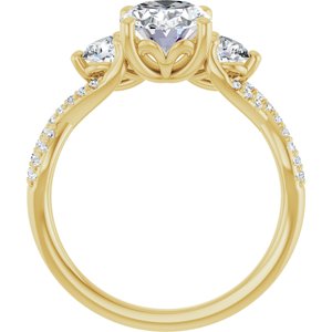 14K Yellow Gold 9x7 mm Oval 3/8 CTW Lab-Grown Diamond Semi-Set Engagement Ring