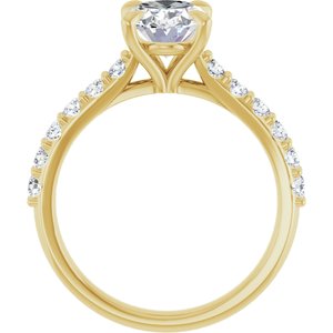 14K Yellow Gold 9x7 mm Oval 1/3 CTW Natural Diamond Semi-Set Engagement Ring