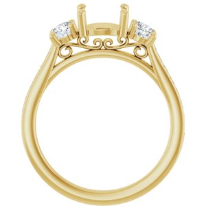 14K Yellow Gold 7.4 mm Round 3/8 CTW Lab-Grown Diamond Semi-Set Engagement Ring