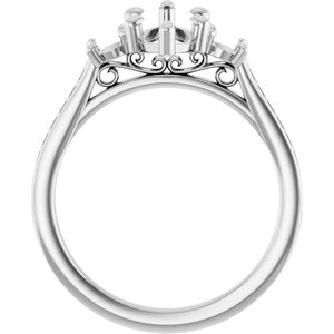 10K White Gold 12x6 mm Marquise Engagement Ring Mounting