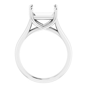 14K White Gold 9 mm Square Solitaire Engagement Ring Mounting