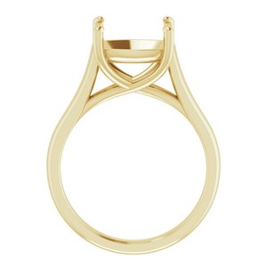 14K Yellow Gold 10 mm Cushion Solitaire Engagement Ring Mounting