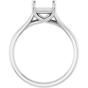 14K White Gold 6 mm Square Solitaire Engagement Ring Mounting