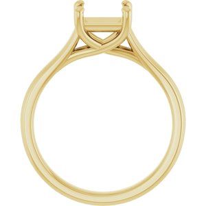 14K Yellow Gold 6 mm Square Solitaire Engagement Ring Mounting