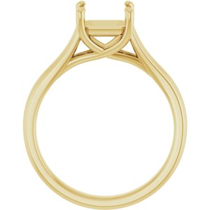 18K Yellow Gold 7 mm Asscher Solitaire Engagement Ring Mounting