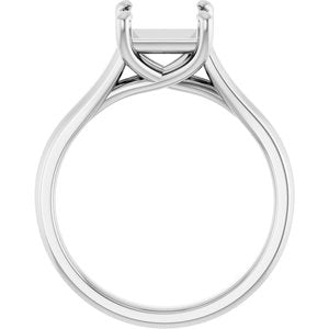 14K White Gold 6.5 mm Square Solitaire Engagement Ring Mounting