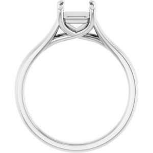 14K White Gold 8x6 mm Emerald Solitaire Engagement Ring Mounting
