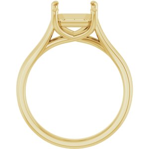 14K Yellow Gold 10x8 mm Emerald Solitaire Engagement Ring Mounting