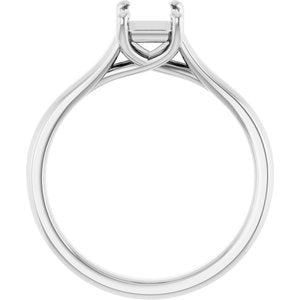 14K White Gold 7x5 mm Emerald Solitaire Engagement Ring Mounting