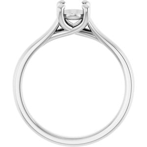 14K White Gold 7x5 mm Oval Solitaire Engagement Ring Mounting