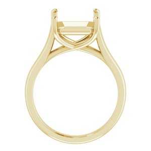 14K Yellow Gold 12x10 mm Emerald Solitaire Engagement Ring Mounting