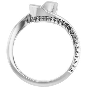 14K White Gold 7 mm Round Half Bezel Engagement Ring Mounting