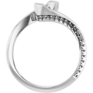 14K White Gold 5.2 mm Round Half Bezel Engagement Ring Mounting
