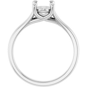 14K White Gold 8x6 mm Oval Solitaire Engagement Ring Mounting