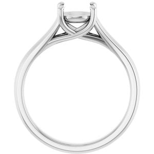14K White Gold 6.5 mm Round Solitaire Engagement Ring Mounting