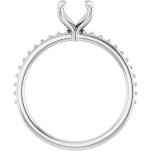 14K White Gold 6.5 mm Round Engagement Ring Mounting