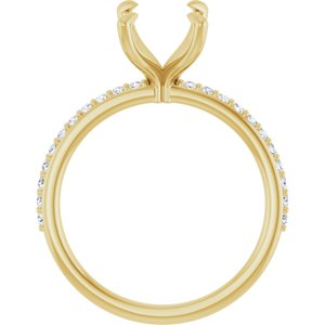 14K Yellow Gold 9x7 mm Emerald 1/5 CTW Lab-Grown Diamond Semi-Set Engagement Ring