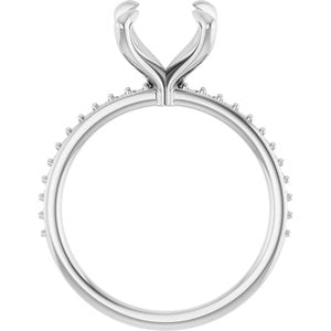 14K White Gold 9 mm Round Engagement Ring Mounting