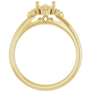 14K Yellow Gold 8x6 mm Oval Accented Engagement Ring Mounting