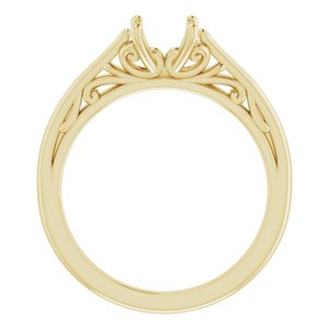 14K Yellow Gold 4.5x4.5 mm Square Solitaire Engagement Ring Mounting